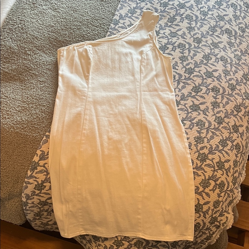 Altar’d state white denim one shoulder dress